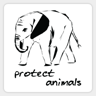 protect animals - elephant ink sketch Magnet